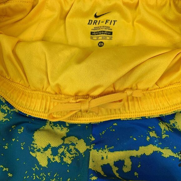 Nike Short Womens XS Extra Small Yellow Harbor Blue Running Dri Fit Livestrong - Picture 6 of 12
